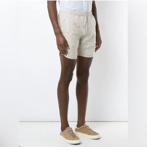 Mens Handred Linen Beige Shorts Large